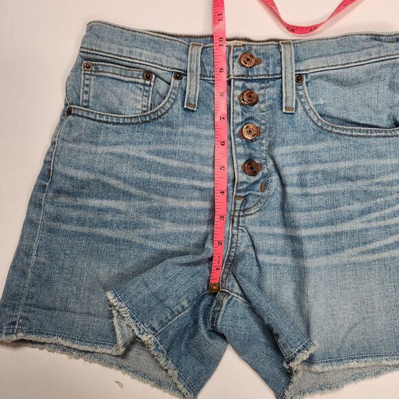 J.Crew High Rise Denim Shorts Sz 24 Button Fly Light Wash Cut Off Jorts Mallcore - Picture 7 of 8